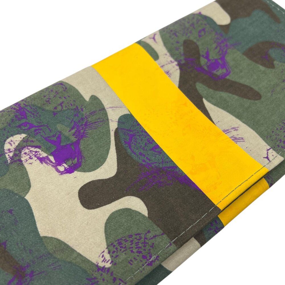 Totem Salvaged Camo, Stripe and Screen Printed Leopard Clutch Purse, $195 retail - Picture 3 of 6